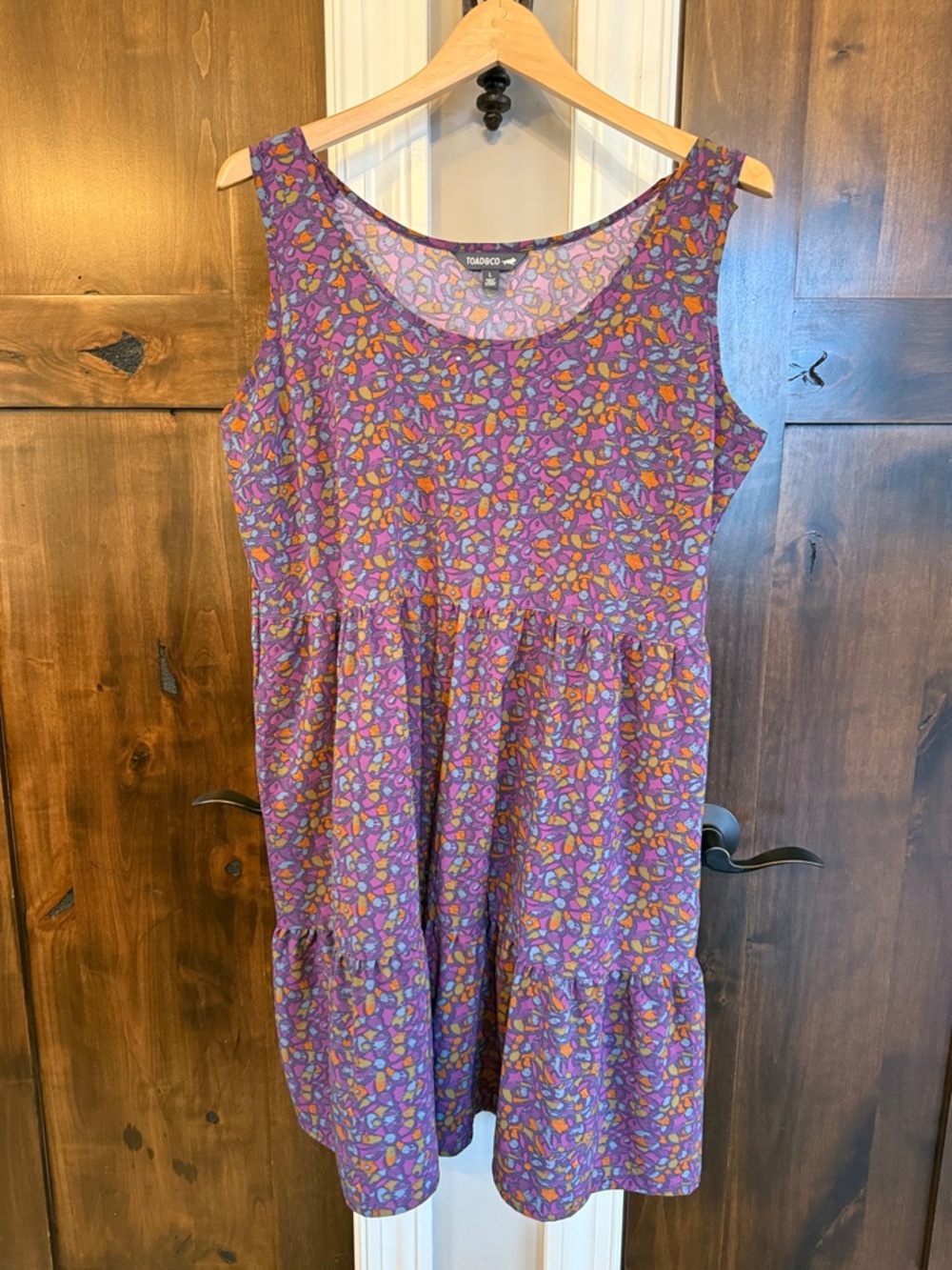 Toad&Co Purple Floral Tiered Sleeveless Dress